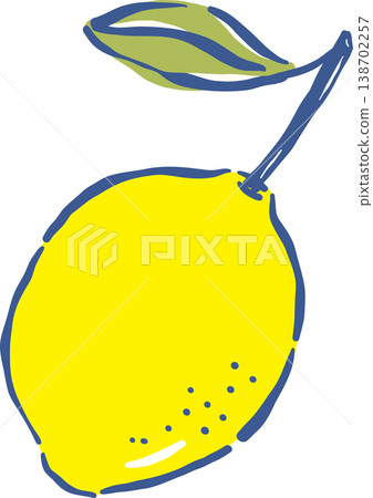 Hand drawn Lemon with Stem and Leaf Whimsical Doodle Hand drawn Lemon with Stem and Leaf Whimsical Doodle 138702257