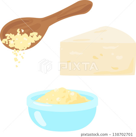 一匙磨碎的起司和幾塊帕瑪森起司 138702701