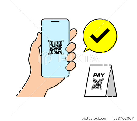 二維碼無現金支付圖片插圖，二維碼支架向量素材 138702867
