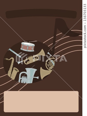 管樂團音樂會海報範本:音符與樂器(棕色背景) 管樂團音樂會海報範本:音符與樂器(棕色背景) 138703133