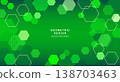 A green geometric background material made up of various hexagons. 138703463