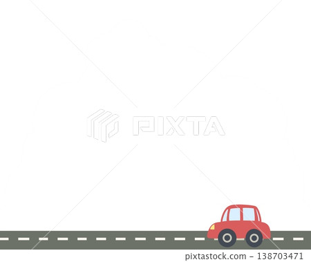 一輛紅色汽車正在行駛的道路上 一輛紅色汽車正在行駛的道路上 138703471