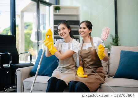 Enhance your office space with professional cleaning services. Spotless desks, hygiene, 138703604
