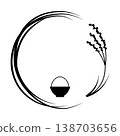 稻米圖示和稻稈邊框插圖 138703656