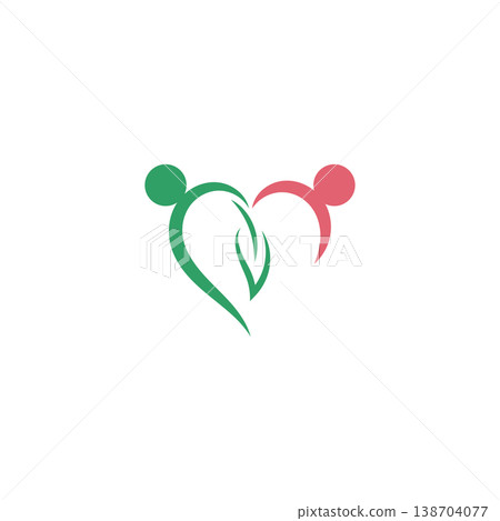 healthy care heart leaf logo design 138704077