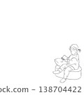 Child reading (with margins, simple line drawing) | Child reading illustration wi 138704422