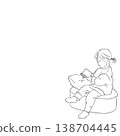 Child reading (simple line drawing, indoors) | Child reading at home illustration 138704445