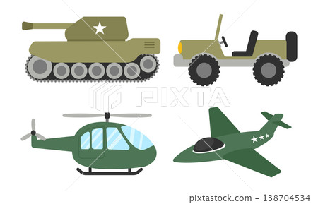 Military vehicle tank, jeep, helicopter, jet plane clipart Military vehicle tank, jeep, helicopter, jet plane clipart 138704534