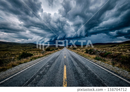 暴風雨即將來臨的道路 暴風雨即將來臨的道路 138704712