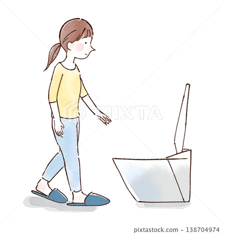 一名女子正前往洗手間 一名女子正前往洗手間 138704974