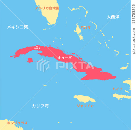 古巴和加勒比海國家地圖示意圖(方形) 古巴和加勒比海國家地圖示意圖(方形) 138705266