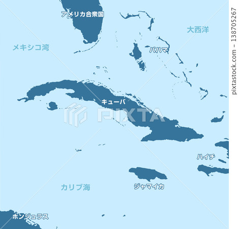 古巴和加勒比海國家地圖示意圖(方形) 古巴和加勒比海國家地圖示意圖(方形) 138705267