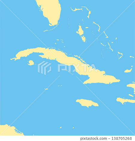 Cuba and Caribbean Countries Map Illustration (Blank Map) 138705268