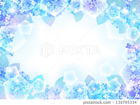 一幅以繡球花為背景和邊框的可愛插畫，風格類似少女漫畫。 138705334