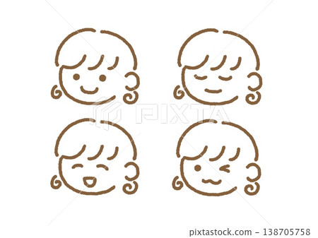 Simple illustration of a girl's face Simple illustration of a girl's face 138705758
