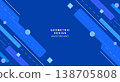 A blue geometric background material made up of diagonal lines, squares, and circles. 138705808