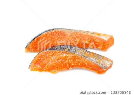 Sockeye salmon marinated in miso, fillet [white background, cutout] 138706548