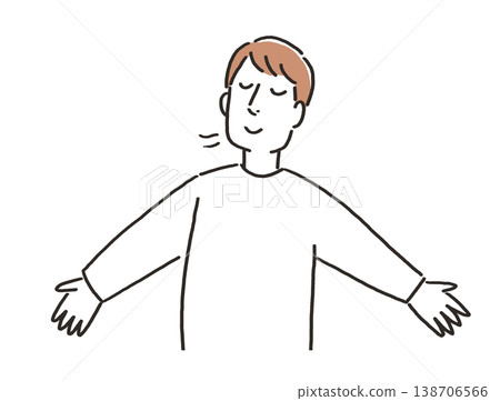 A man taking a deep breath (upper body) 138706566