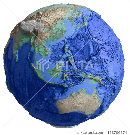 地球高程和水深圖(亞洲和大洋洲)-三維地形視覺化 地球高程和水深圖(亞洲和大洋洲)-三維地形視覺化 138706874