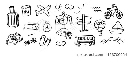 Hand-drawn travel illustration collection Hand-drawn travel illustration collection 138706934