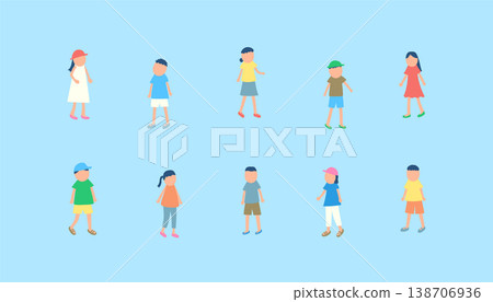 Illustration set of children spending summer Illustration set of children spending summer 138706936
