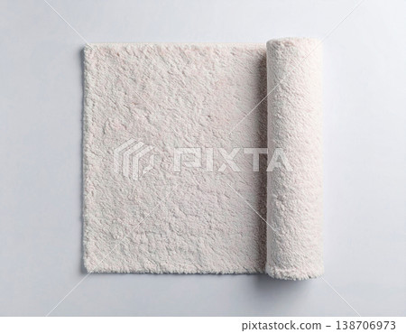 Lifestyle mockup. Modern carpet in pastel colors on a white background. Home decor. Top view. 138706973