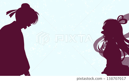 織姬和牛郎面對面的畫面;負空間;輪廓 織姬和牛郎面對面的畫面;負空間;輪廓 138707017