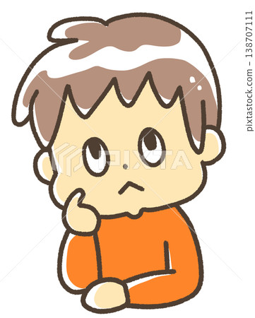 A child who is thinking and worrying A child who is thinking and worrying 138707111