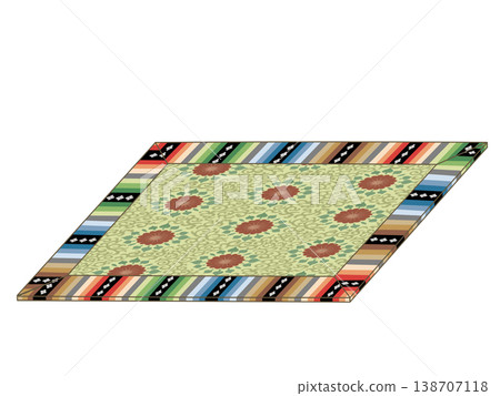 The Emperor Emeritus's lacquered rug with a brocade border The Emperor Emeritus's lacquered rug with a brocade border 138707118