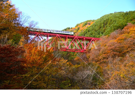 JR釜石線(銀河夢想線釜石線)的秋日風景-鬼澤橋 JR釜石線(銀河夢想線釜石線)的秋日風景-鬼澤橋 138707196