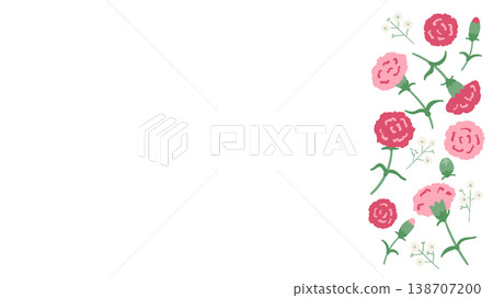 Mother's Day carnation right-aligned frame with ample margins - Banner background material 138707200