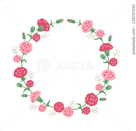 母親節康乃馨花環，圓形框架，花材 138707202