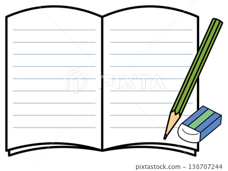 Design materials and decorative parts: Notebook (horizontal lines), writing instruments Design materials and decorative parts: Notebook (horizontal lines), writing instruments 138707244