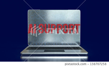 Futuristic Laptop Displaying AI Support Concept Technology Interface 3d render. Futuristic Laptop Displaying AI Support Concept Technology Interface 3d render. 138707258