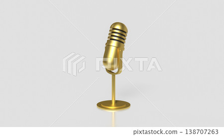 Golden Vintage Microphone Isolated On Minimal Background For Audio Concept 3d render. Golden Vintage Microphone Isolated On Minimal Background For Audio Concept 3d render. 138707263