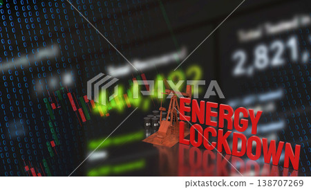 Digital Energy Lockdown Crisis with Oil Market Volatility Background 3d render. Digital Energy Lockdown Crisis with Oil Market Volatility Background 3d render. 138707269