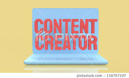 Creative Content Creator Concept Displayed On Modern Laptop Screen 3d render. 138707297