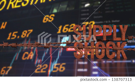 Supply Shock Crisis with Market Data and Trade Restriction Concept 3d render. Supply Shock Crisis with Market Data and Trade Restriction Concept 3d render. 138707313