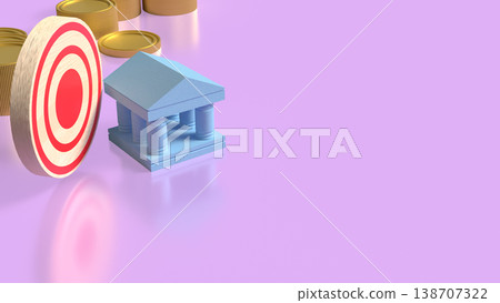 Financial Target Success With Bank And Coins Concept 3d render. Financial Target Success With Bank And Coins Concept 3d render. 138707322