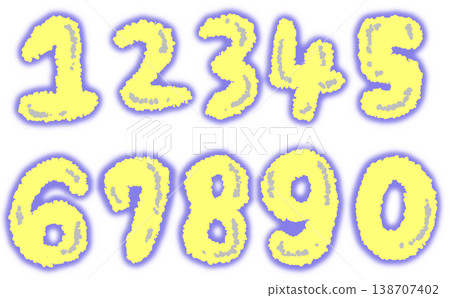 Shiny and fluffy hand-drawn number set - cute pop decorative illustration material Shiny and fluffy hand-drawn number set - cute pop decorative illustration material 138707402