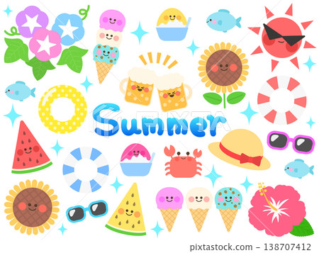 A collection of cute summer illustrations A collection of cute summer illustrations 138707412
