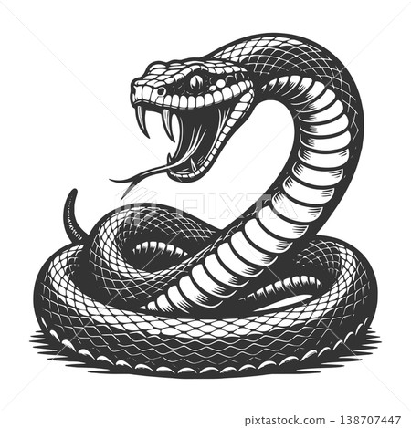 Stylized Coiled Snake raster illustration Stylized Coiled Snake raster illustration 138707447