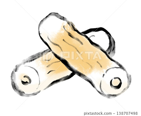 Ink painting illustration, sumi-e (ink painting), chikuwa (fish cake) Ink painting illustration, sumi-e (ink painting), chikuwa (fish cake) 138707498