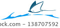 Icon of a stingray soaring above the waves 138707592