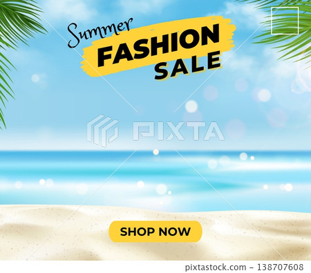 summer sale poster on beach summer sale poster on beach 138707608