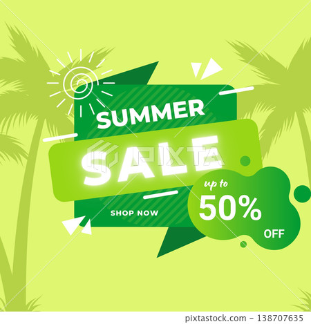 summer sale banner background with palm trees summer sale banner background with palm trees 138707635
