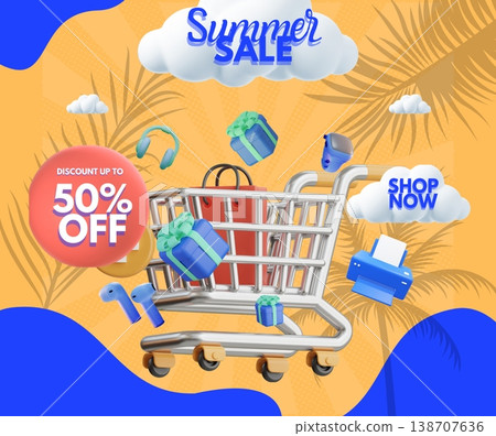 shopping design over blue background vector illustration 138707636