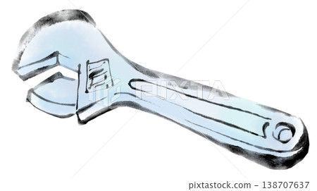 水墨畫插圖，水墨畫，工具，扳手 138707637