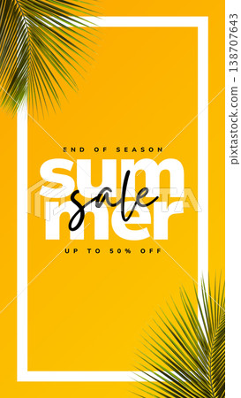 summer sale poster with tropical palm leaves summer sale poster with tropical palm leaves 138707643