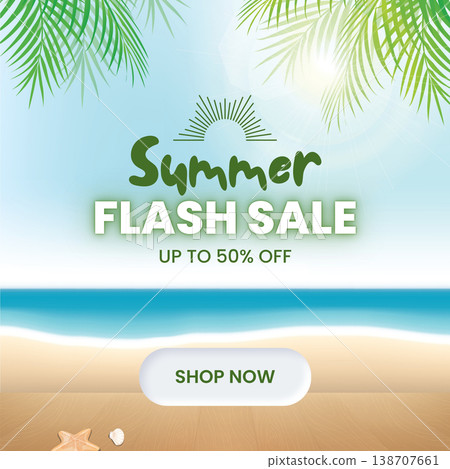 summer sale banner template with tropical palm summer sale banner template with tropical palm 138707661